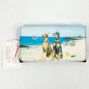 NWT Blossom Collection Womens Clutch Wallet Dog Beach Theme Trifold Organizer